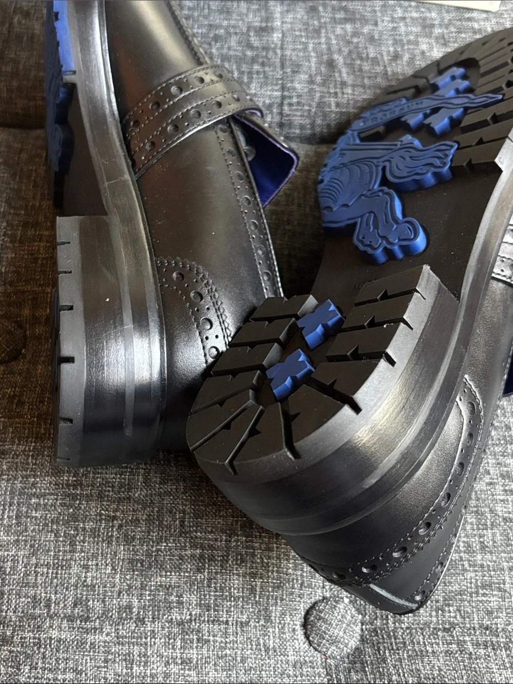 Burberry Black Leather Monk Strap Loafers